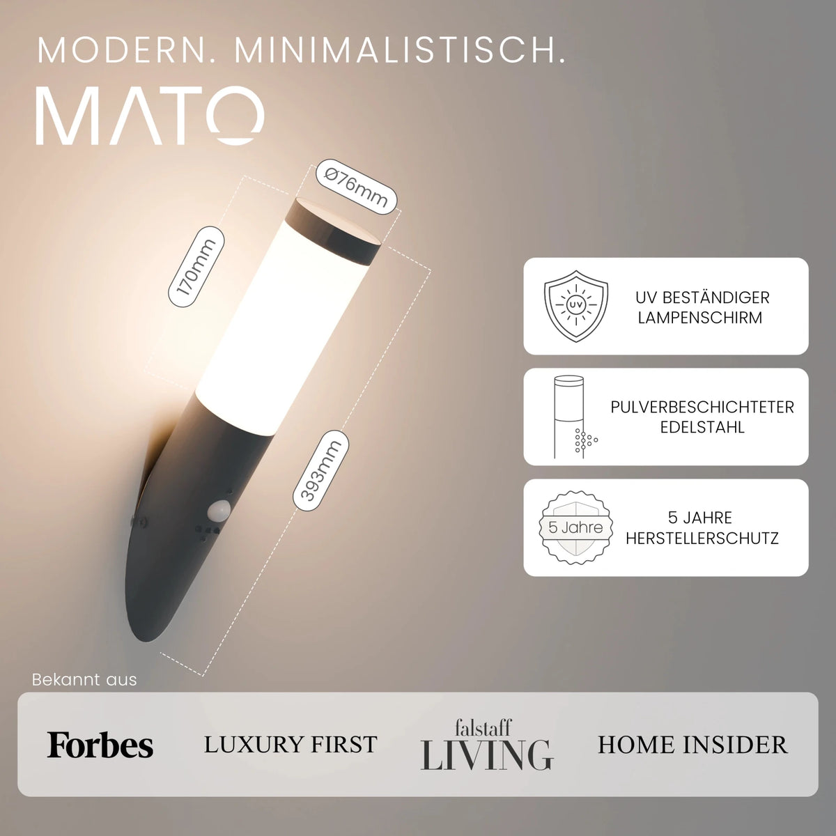 Wandleuchte WAVO mit Sensor - MATO