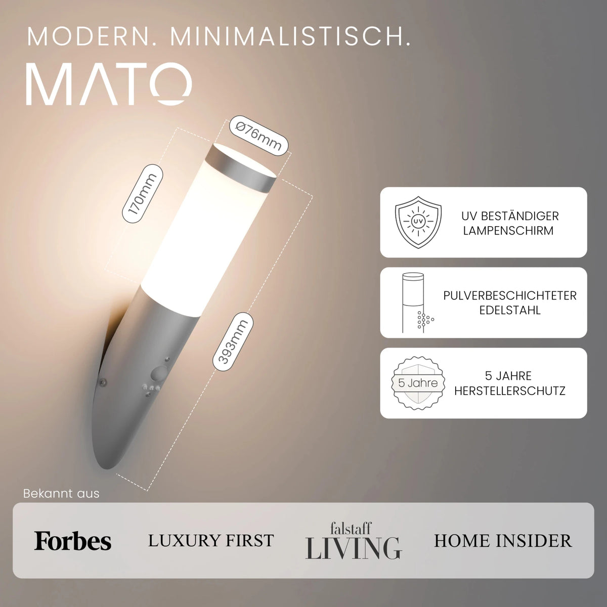 Wandleuchte WAVO mit Sensor - MATO