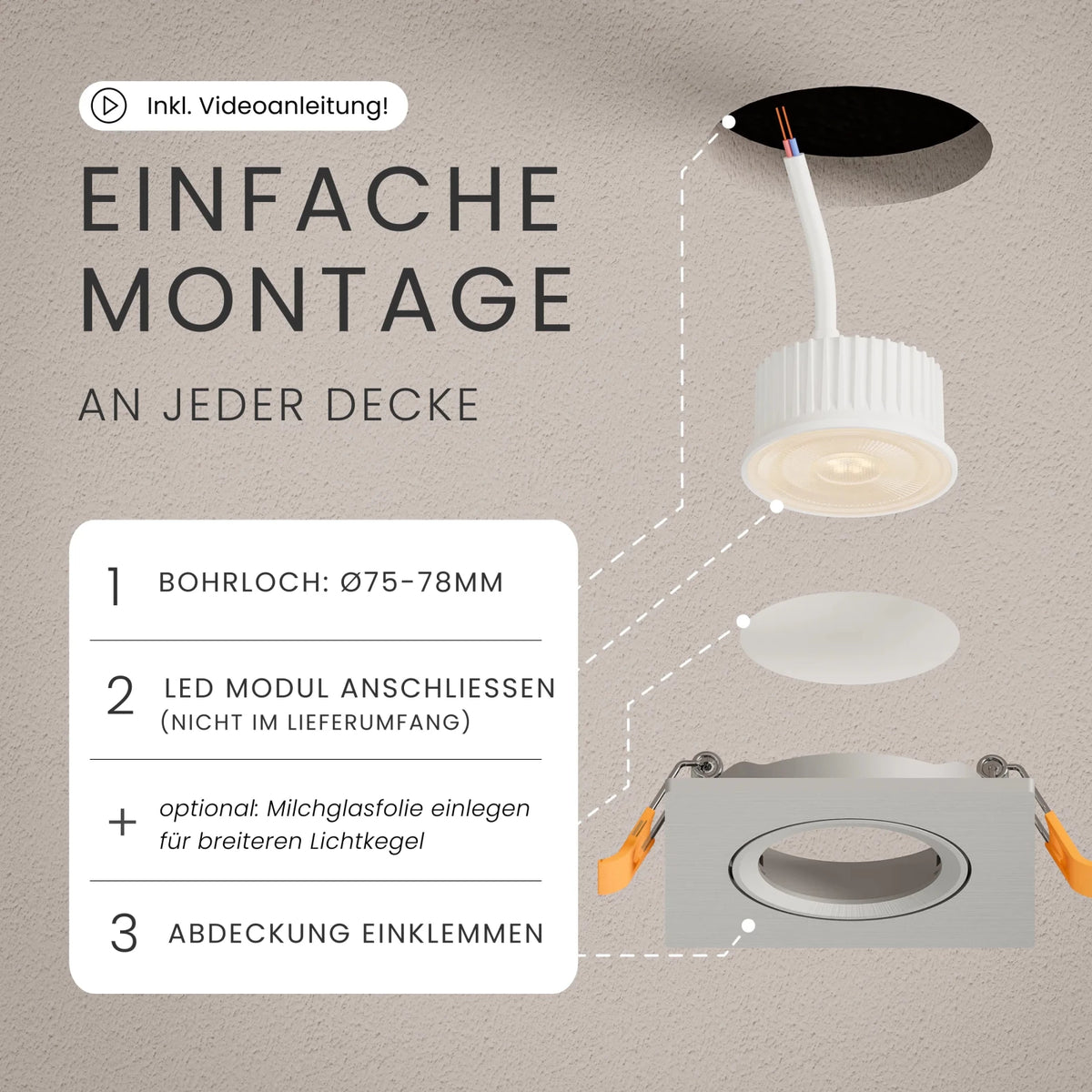 Einbaustrahler TEO, ohne Leuchtmittel - MATO
