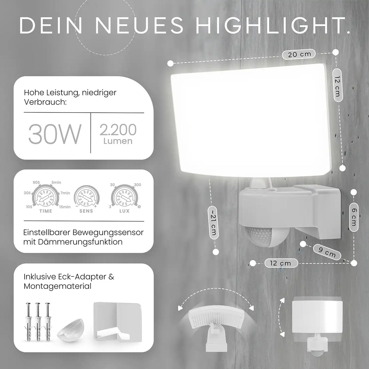 Wandleuchte LUMAX mit Sensor - MATO