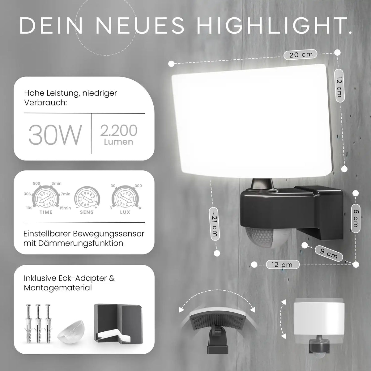 Wandleuchte LUMAX mit Sensor - MATO