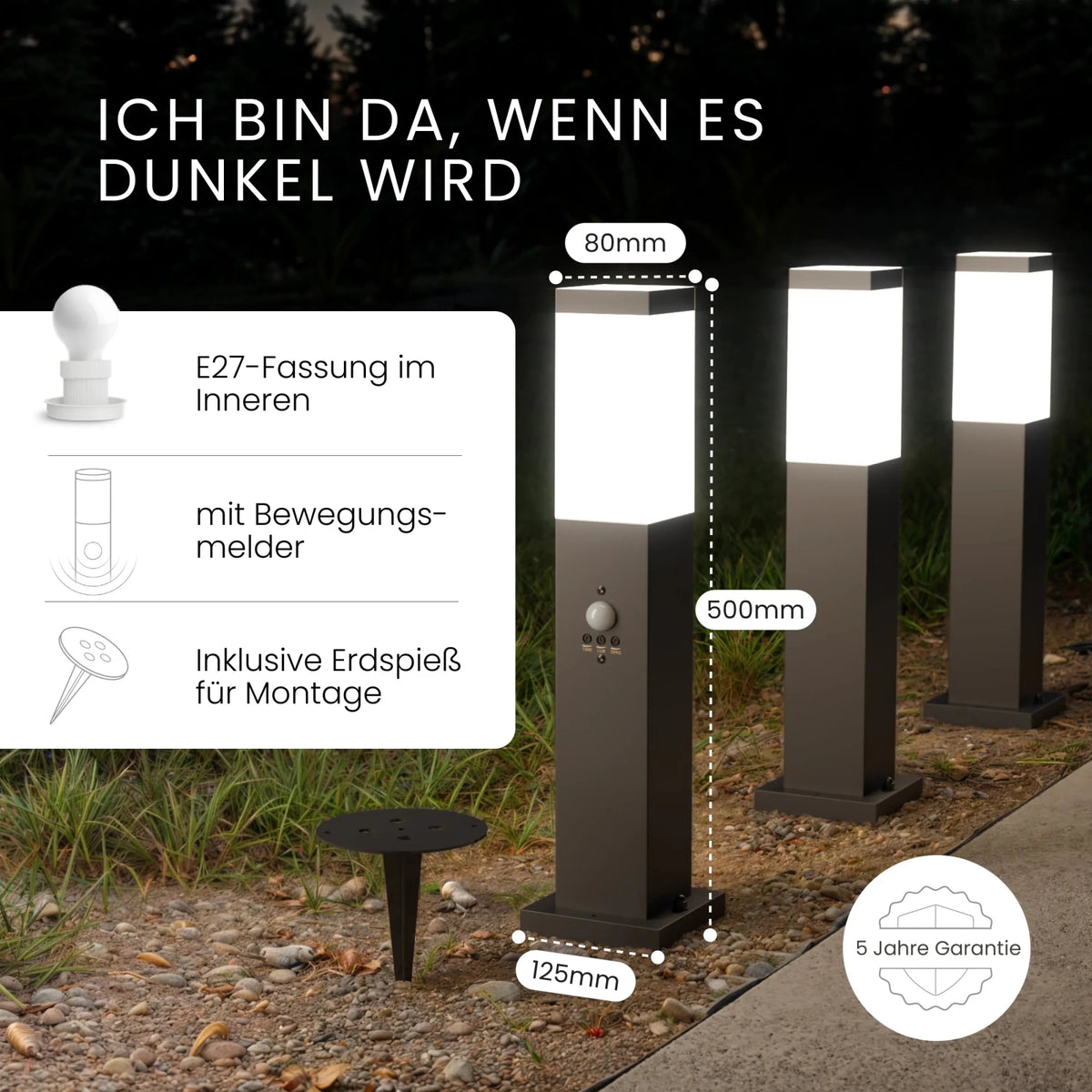 Wegeleuchte TAVO mit Sensor - MATO