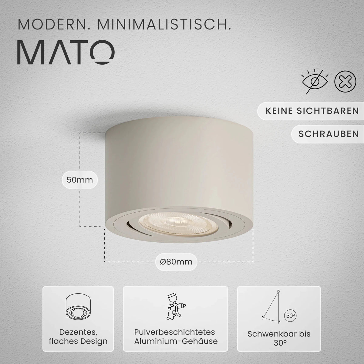 Aufbauspot OVA, ohne Leuchtmittel - MATO