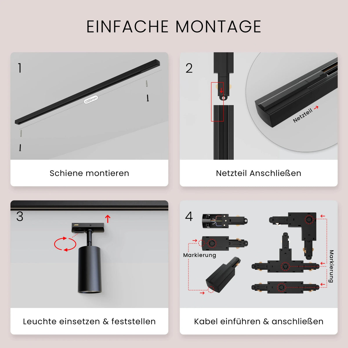 Schienensystem T - Verbinder/Einspeisung - MATO