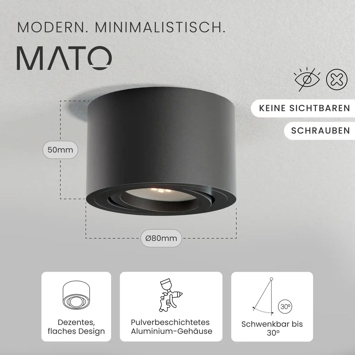 Aufbauspot OVA, ohne Leuchtmittel - MATO