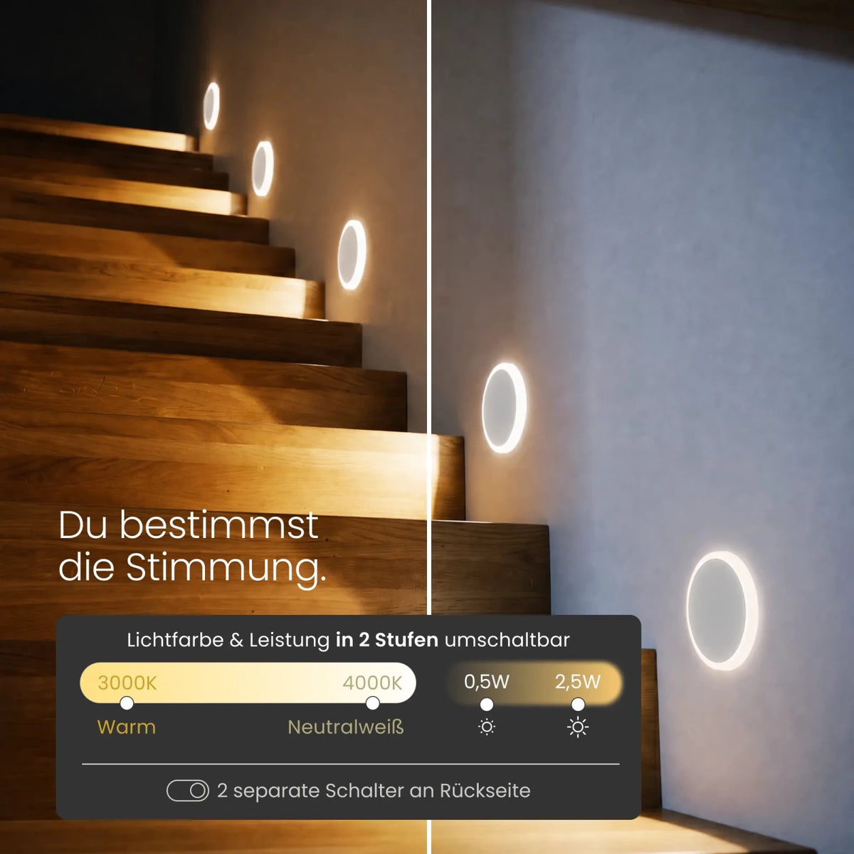 Treppenleuchte MODU, rund indirekt - MATO